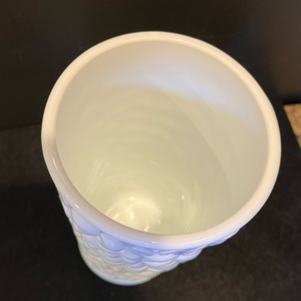 Vintage Textured Fruit Pattern Milk Glass Vase - Picture 7 of 14